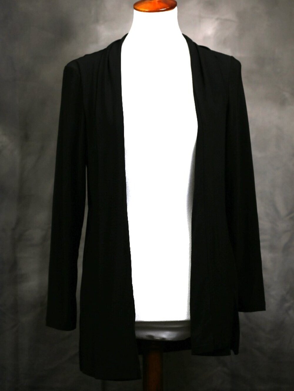 Investments Classic Open-Front Black Cardigan - PS